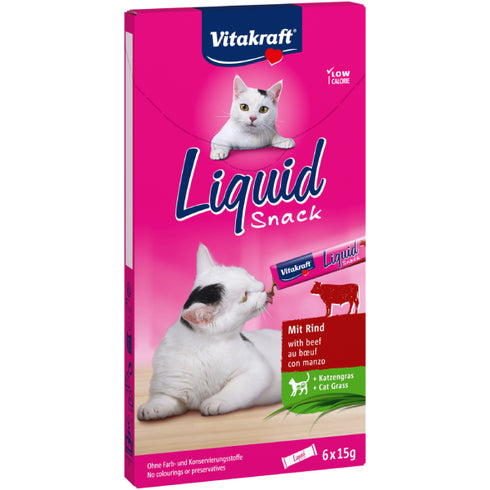 Snack lichid pentru pisici Vitakraft Vita & Iarba pisici 6x15g